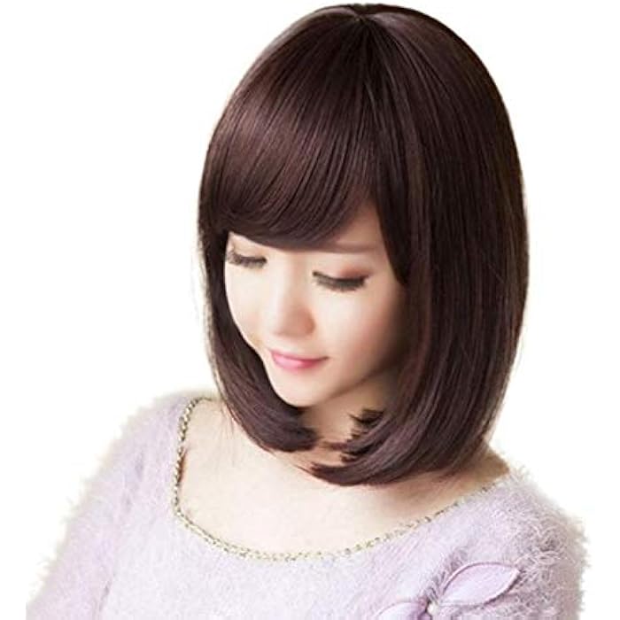 DILLARDS Fashion Trend Short Straight Hair Wig Oblique Bangs For Women Brownyuturoaa60318 - Image 5